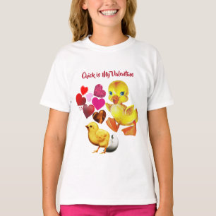 Chick is My Valentine Sweeping Hearts Cute Girls T-Shirt