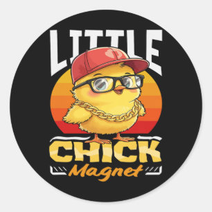 Chick Magnet Funny By Chicken Cool Sungles Boys Classic Round Sticker