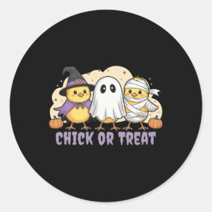 Chick Or Treat Chicken Witch Halloween Costume Men Classic Round Sticker