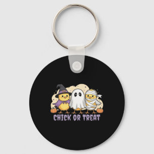 Chick Or Treat Chicken Witch Halloween Costume Men Keychain