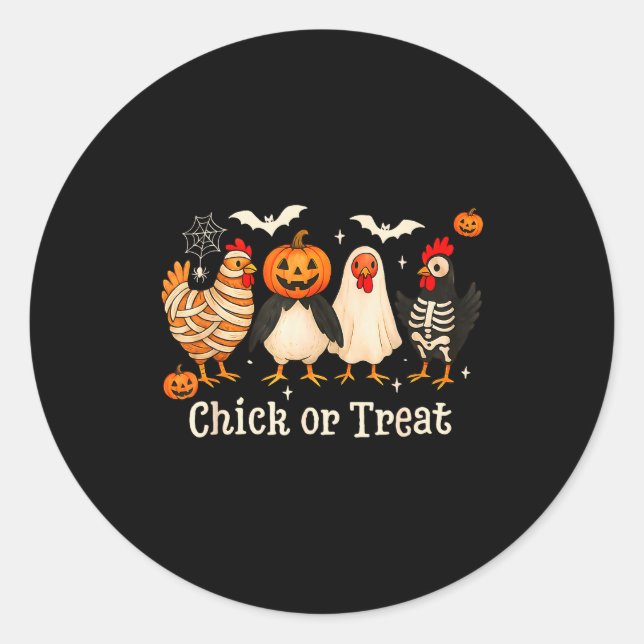 Chick Or Treat Funny Chicken Halloween Costume Chi Classic Round Sticker (Front)