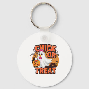 Chick Or Treat Funny Chicken Halloween Costume Keychain
