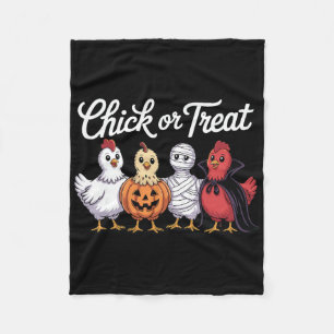 Chick Or Treat Funny Chicken Halloween Fleece Blanket