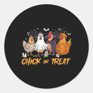 Chick Or Treat Funny Chicken Pumpkin Ghost Spooky Classic Round Sticker
