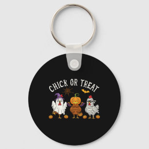 Chick Or Treat Funny Halloween Chicken Costume Men Keychain