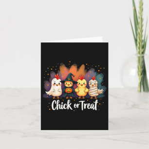 Chick Or Treat Funny Halloween Cute Chicken Costum Card