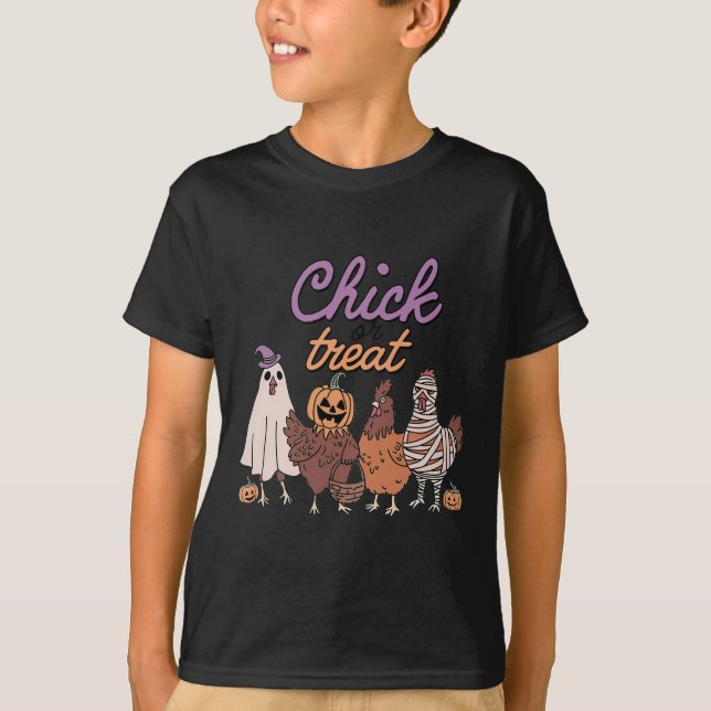 Chick Or Treat Funny Halloween For Chickens Lovers T-Shirt (Front)