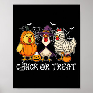 Chick Or Treat Funny Halloween Pumpkin Ghost Spook Poster