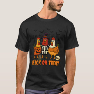 Chick Or Treat Funny Halloween Skeleton Chicken Co T-Shirt