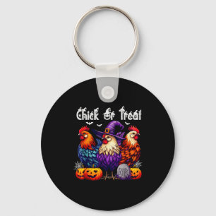 Chick Or Treat Funny Halloween Witch Soky Cute Chi Keychain