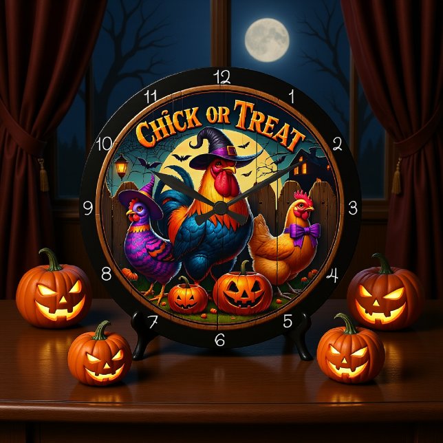 Chick Or Treat Halloween Large Clock (Creator Uploaded)