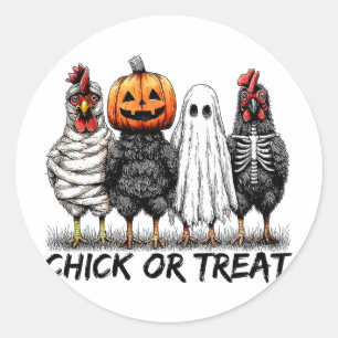 Chick Or Treat Halloween Pumpkin Ghost Spooky Funn Classic Round Sticker