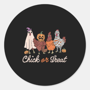 Chick Or Treat Halloween Witch Soky Chicken  Classic Round Sticker