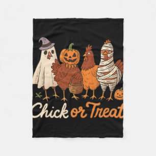Chick Or Treat Halloween Witch Spooky Chicken _1 Fleece Blanket