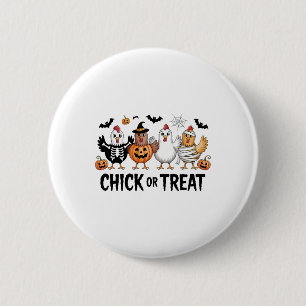 Chick Or Treat Halloween Witch Spooky Chicken 2 Inch Round Button