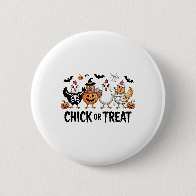 Chick Or Treat Halloween Witch Spooky Chicken  2 Inch Round Button (Front)