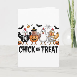 Chick Or Treat Halloween Witch Spooky Chicken Card
