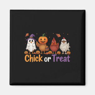 Chick Or Treat Halloween Witch Spooky Chicken Farm Magnet
