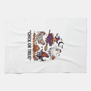 Chick Or Treat Haloween Chickens Witch Ghost Pumpk Kitchen Towel