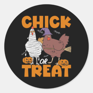 Chick Or Treat Spooky Chicken Lover Halloween Classic Round Sticker