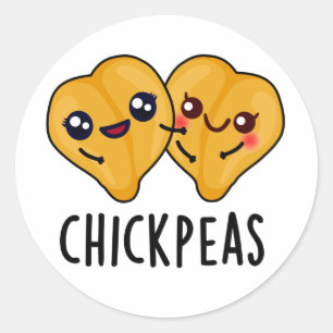 Chick Peas Funny Food Pun  Classic Round Sticker