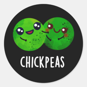 Chick Peas Funny Girl Pea Pun Dark BG Classic Round Sticker