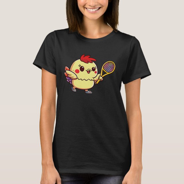 Chick Playing Tennis Tennis Easter T-Shirt (Front)