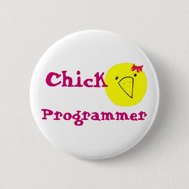 chick programmer 2 inch round button (Front)