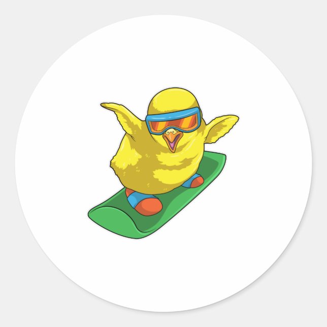 Chick Snowboarder Snowboard Classic Round Sticker (Front)
