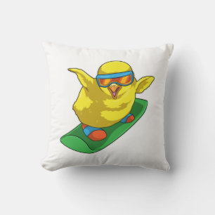 Chick Snowboarder Snowboard Throw Pillow