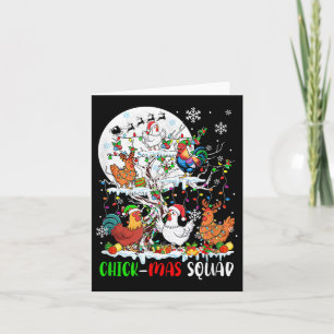 Chick Squad Xmas Group Santa Elf Chickens On Tree  Card