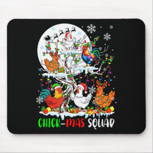 Chick Squad Xmas Group Santa Elf Chickens On Tree  Mouse Pad