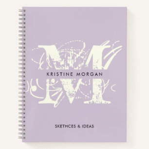 Chick typography lavender monogram name notebook