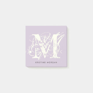 Chick typography lavender monogram name post-it notes
