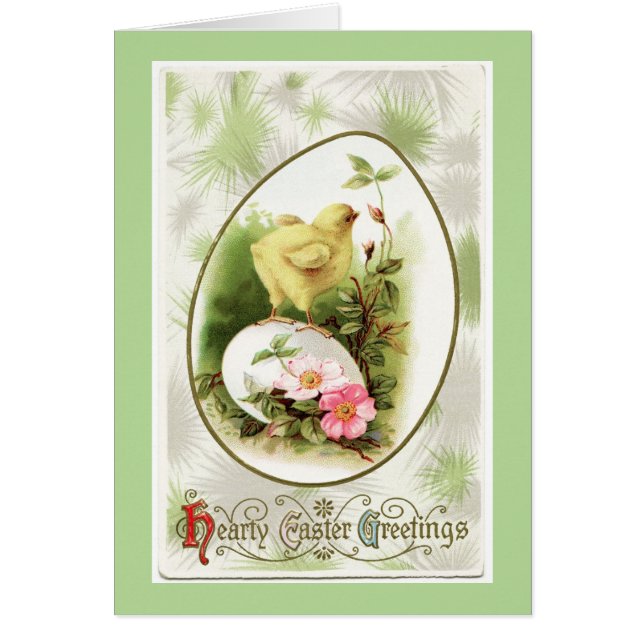 Chick vintage sur l'oeuf Carte Pâques (Devant)