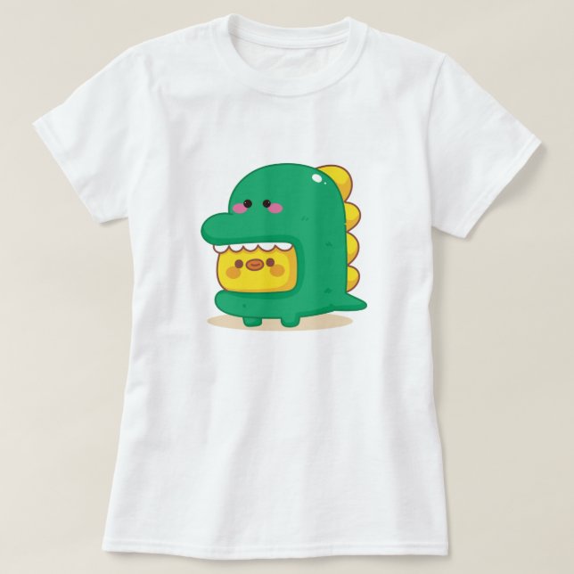 Chick Wearing Dinosaur Costume T-Shirt (Design Front)