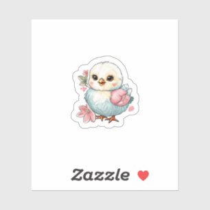 Chick with flowers