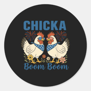 Chicka Boom Boom Chicken Crew Patriot 4th Of July Classic Round Sticker