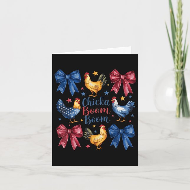 Chicka Boom Boom Funny American Flag Chicken Graph Card (Front)
