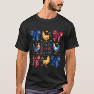 Chicka Boom Boom Funny American Flag Chicken Graph T-Shirt