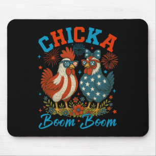 Chicka Boom Boom Funny Patriotic Chicken 4th Of Ju Mouse Pad