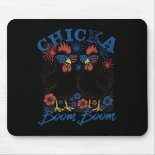 Chicka Boom Boom Patriotic Chicken 4th Of July Usa Mouse Pad