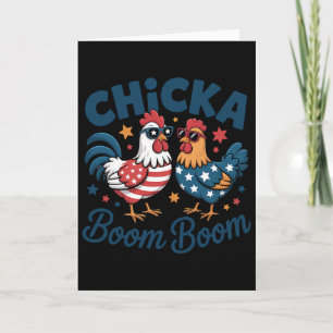 Chicka Boom Boom Patriotic Chicken Funny  Card