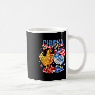 Chicka Boom Boom Patriotic Chicken Red White Blue Coffee Mug