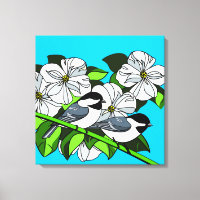 Chickadee Among Dogwood Flowers