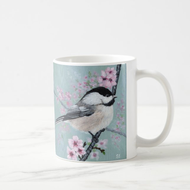 Chickadee and Cherry Blossoms Coffee Mug (Right)