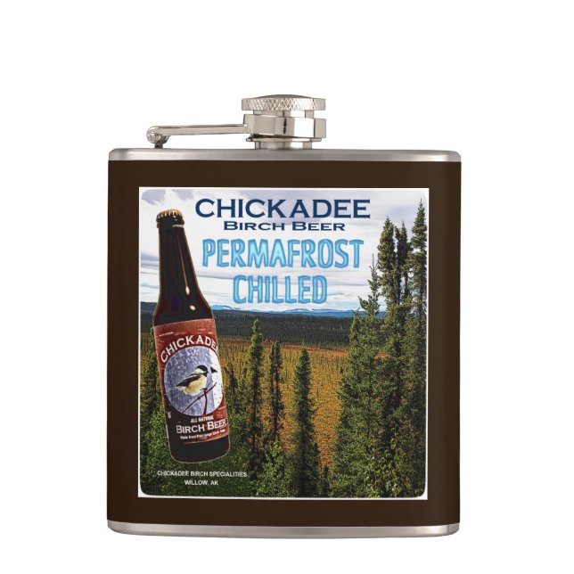 Chickadee Birch Beer Hip Flask (Front)