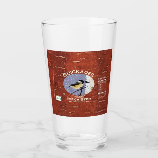 Chickadee Birch Beer Label Glass (Front)