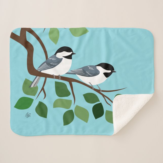 Chickadee Bird Art Serpa Blankets (Front (Horizontal))