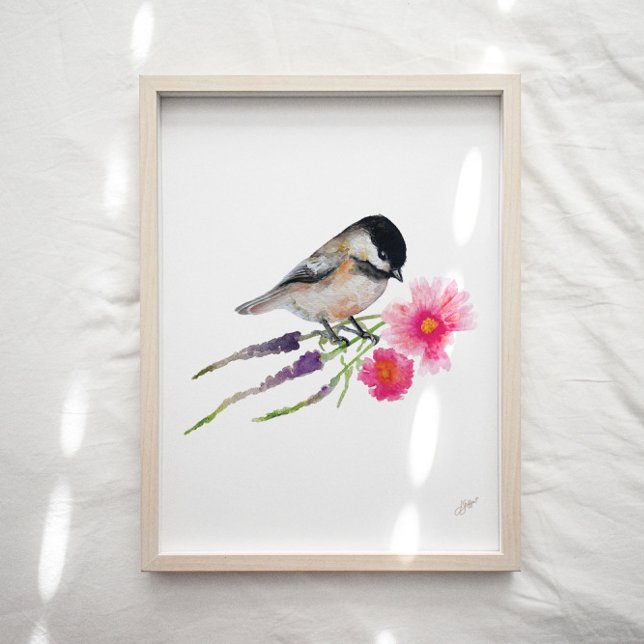 Chickadee Bird Flowers Poster (Creator Uploaded)